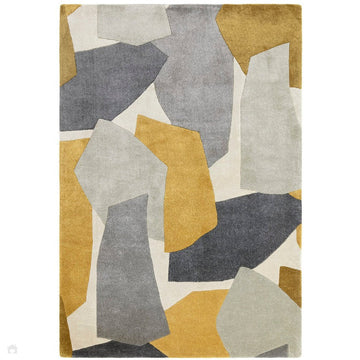 Romy 10 Element Modern Irregular Overlapping Geometric Shapes Hand-Woven Soft Wool-Feel Eco Fibre Ochre/Grey/Ivory Rug-Asiatic Carpets-Rug Love - The Most Loved Rug Store